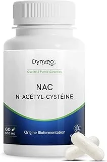 NAC N-Acétylcystéine pure - Précurseur Glutathion - Détoxification & Antioxydant - 600mg / 60 Gélules - Bio-Fermentation Naturelle - Vegan Sans Additifs - Grade Pharmaceutique - 1 à 2 mois - Dynveo