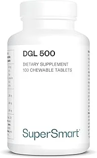 DGL 500 - Extrait de Racine de Réglisse - Reflux Gastro-Intestinal - Contribue à Réduire les Reflux Acides, Douleurs Gastriques, Nausées - Comprimés à mâcher - Vegan - Sans Gluten - Supersmart