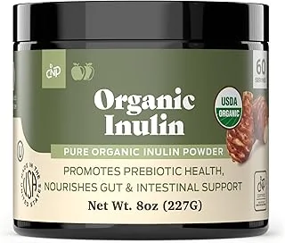 Organic Inulin Powder Fiber Supplement 8oz - Jerusalem Artichoke Prebiotic Fiber Blend, Organic Inulin Powder for Yogurt Drinks Recipes, Gut Digestion Support Non GMO Kosher Unflavored Bulk Supplement