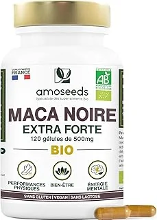 Maca Noire BIO du Pérou | Extra Fort 10 000mg par jour | 120 gélules vegan | Régulateur Hormonal, Détente, Énergie | Qualité Supérieure pour Sommeil,Stress