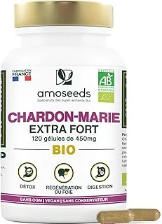 Chardon-Marie BIO | Extra Fort, 1350mg / Jour | Régénérant Foie, Protection, Détox, Digestion | 120 gélules de 450mg | Qualité Supérieure