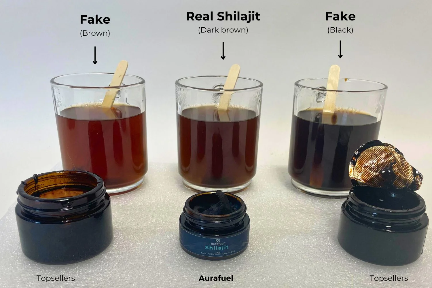 Dissolution de la résine de shilajit dans un verre d'eau pour la consommation