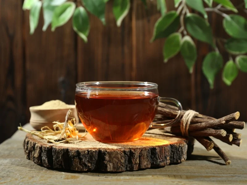 Tisane à la réglisse et morceaux de racine