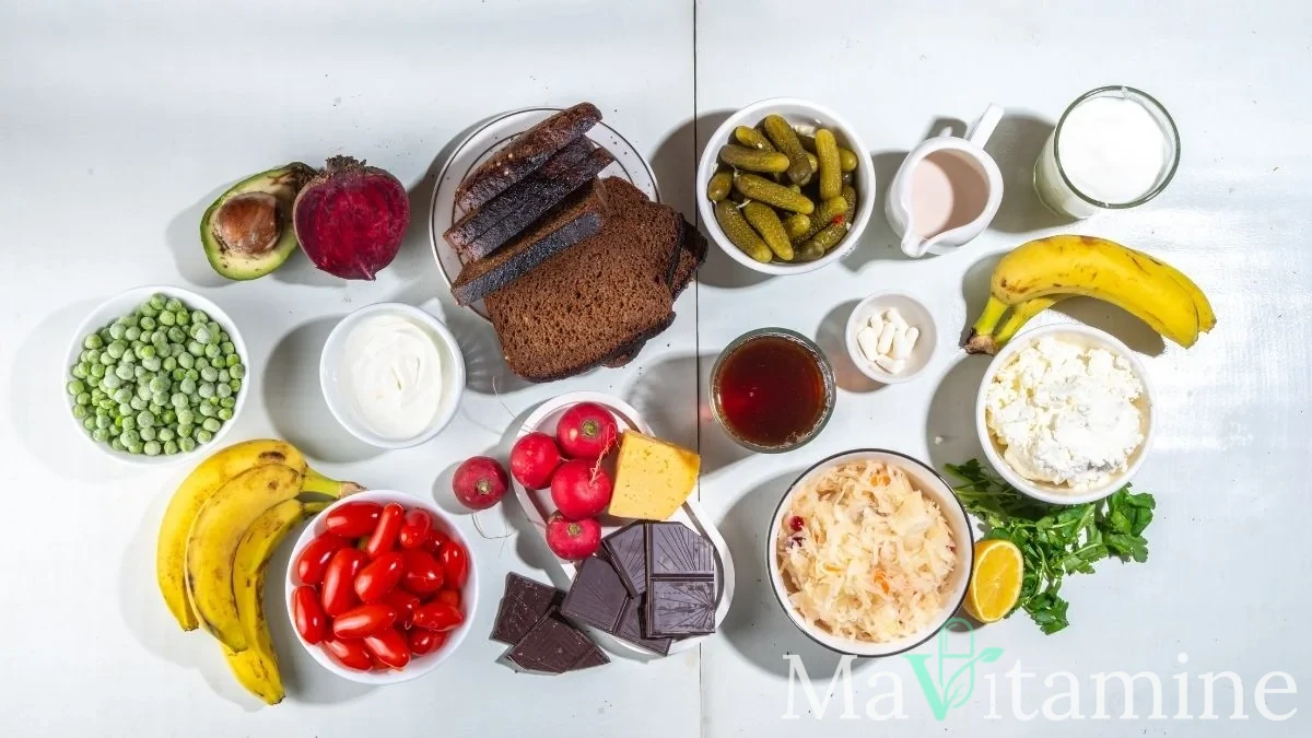 Sélection d'aliments riches en fibres et produits fermentés