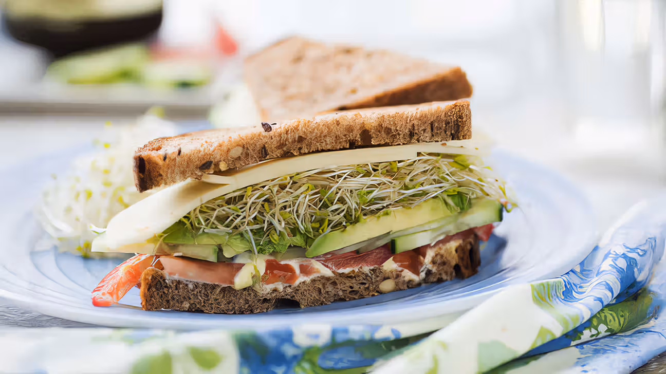 Sandwich végétarien aux germes d'alfalfa
