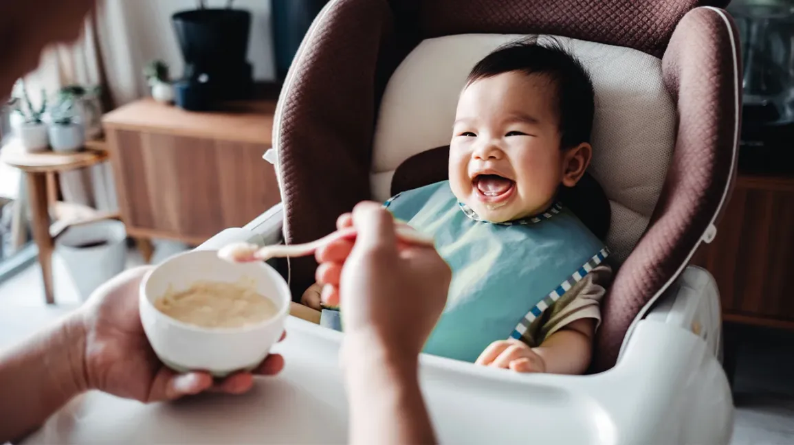 Bébé mangeant de l'avoine