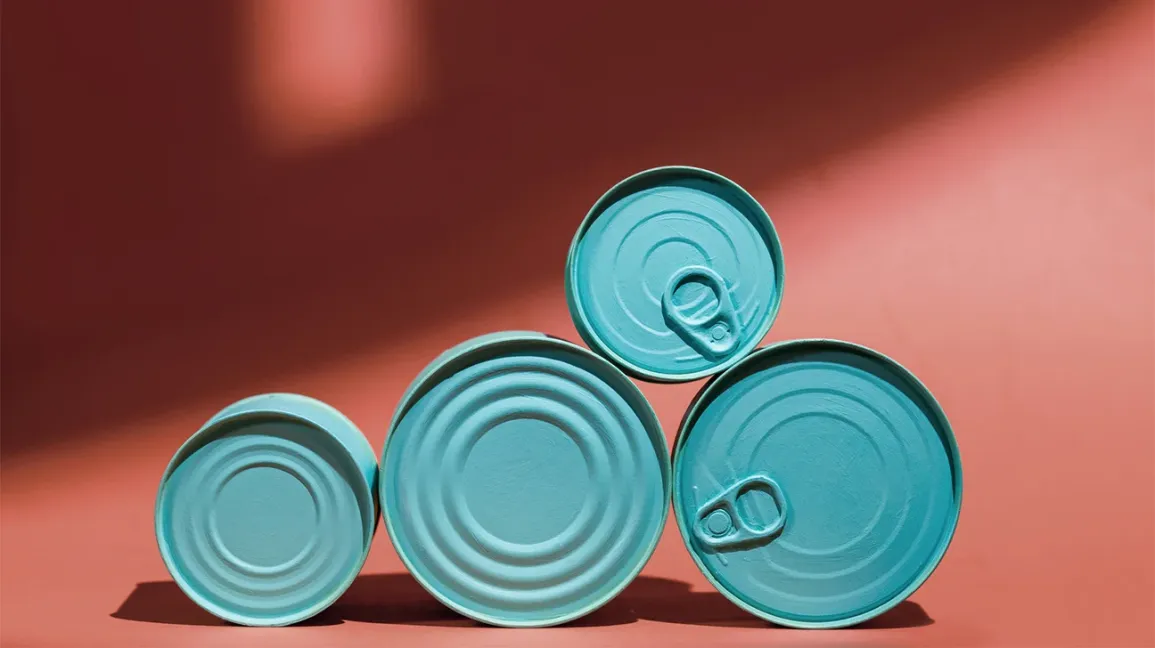 Assortiment de boîtes de conserve saines sur une table