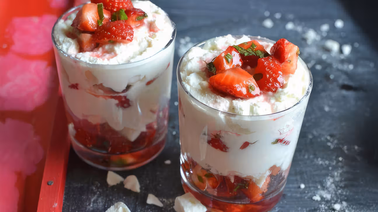 Parfait à la ricotta et aux fraises fraîches