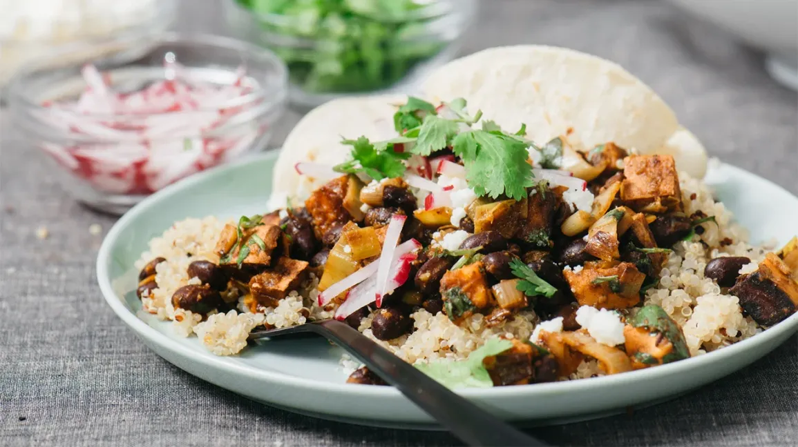 Tacos végétariens au tofu et haricots