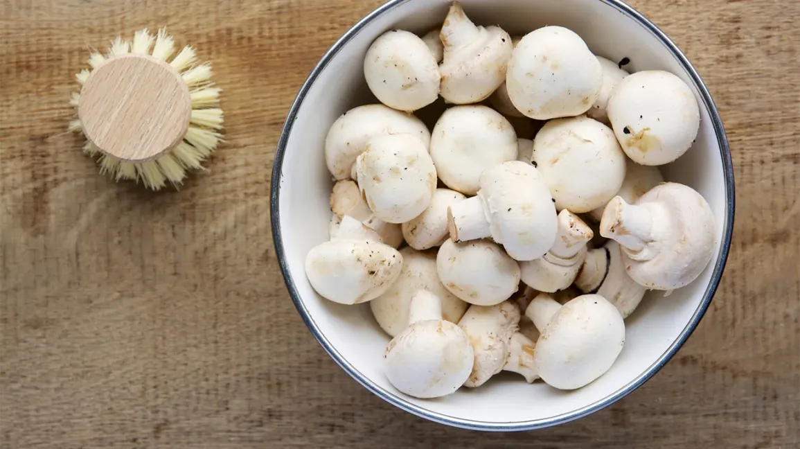 Champignons de Paris blancs dans un bol