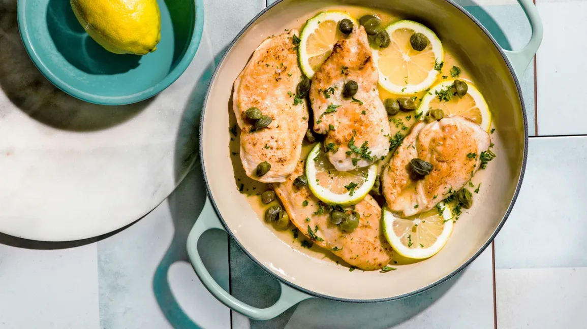 Poulet cuit au citron et câpres